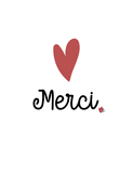 Merci avec un c&oelig;ur color&eacute; et stylis&eacute;